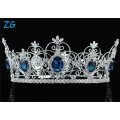 Pageant 3.5 &quot;Full Circle Tiara Simulated Blue Sapphire King / Queen Crown